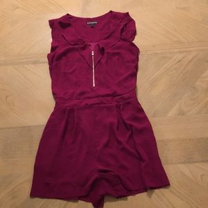 Express Purple Ruffle Romper w/ Pockets